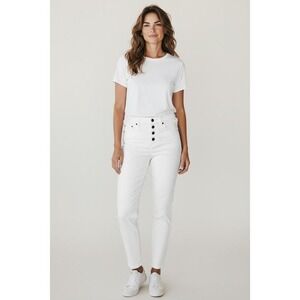 KanCan Essential White High Rise Straight‎ Leg Jeans Button Fly Size 7